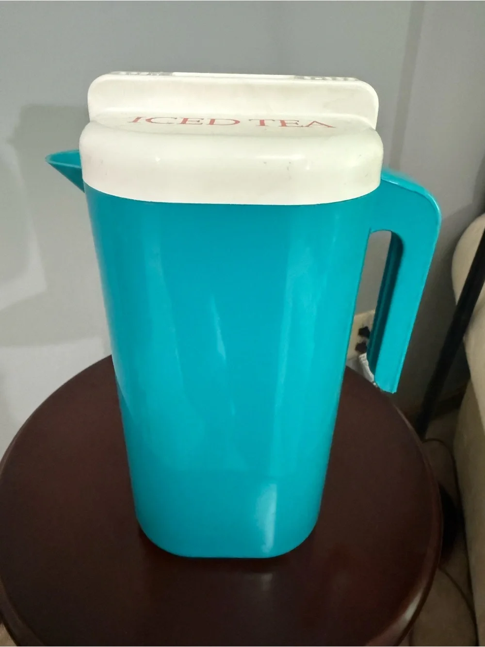 Vintage Lipton Iced Tea Pitcher Turquoise White Plastic Advertising Retro